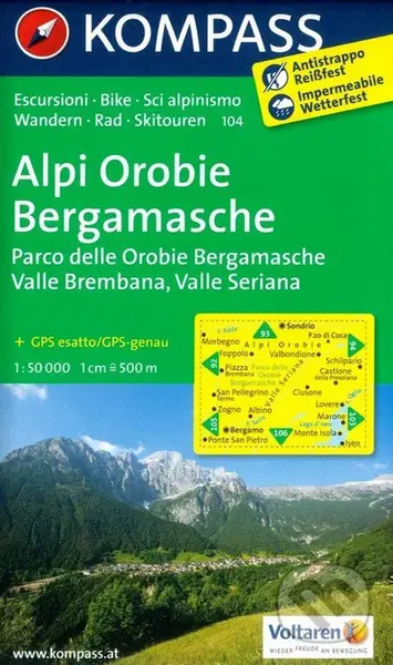 Alpi Orobie/Bergamasche (Parco delle Orobie Bergamasche/Valle Brembana, Valle Seriana (mapa 104, 1:50 000))