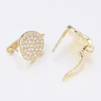 Brass Micro Pave Cubic Zirconia Hoop Earring Findings with Latch Back Closure