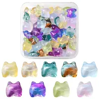 50Pcs 9 Style Transparent Spray Painted Glass Beads