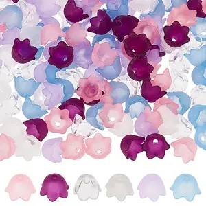 600Pcs 6 Colors Transparent Acrylic Beads & Bead Caps