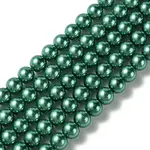Eco-Friendly Dyed  Glass Pearl Round Bead Strands