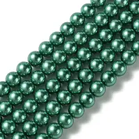 Eco-Friendly Dyed  Glass Pearl Round Bead Strands
