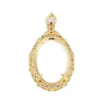Oval Brass Micro Pave Cubic Zirconia Pendant Cabochon Settings