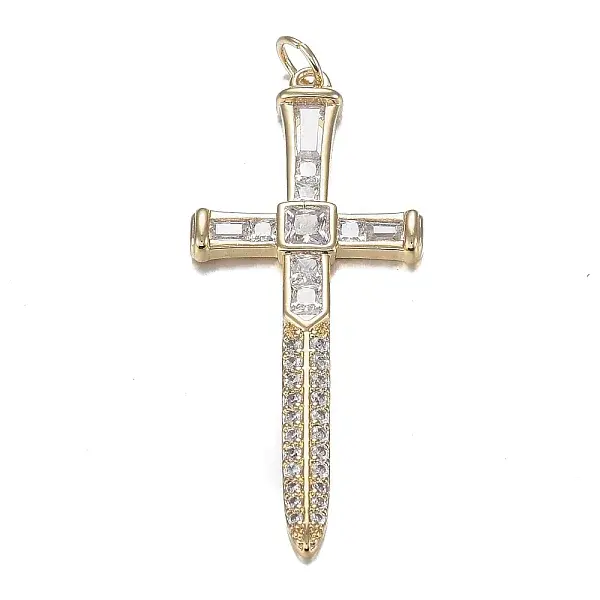 Rack Plating Brass Micro Clear Cubic Zirconia Pendants