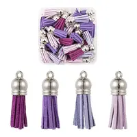 60Pcs 4 Colors Faux Suede Tassel Pendant Decorations