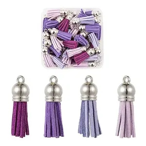 60Pcs 4 Colors Faux Suede Tassel Pendant Decorations