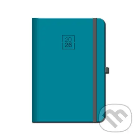 Týždenný diár s gumkou FLORENCIA 2026 (tyrkys) (12-mesačný, týždenný, A5, elastické zatváranie, pútko na pero)