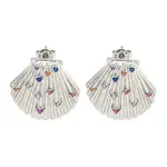 Rack Plating Brass Micro Pave Cubic Zirconia Stud Earring