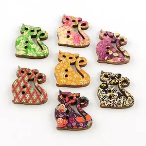 Cat 2-Hole Printed Wooden Buttons