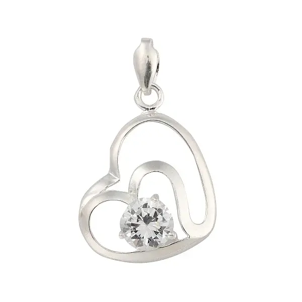 Fine Silver Pave Clear Cubic Zirconia Pendants