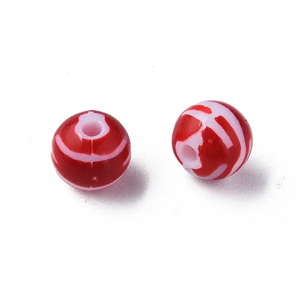 Opaque Striped Acrylic Beads
