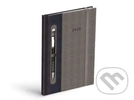 Diář 2026 T805 PU dark blue/gray s gumkou na propisku