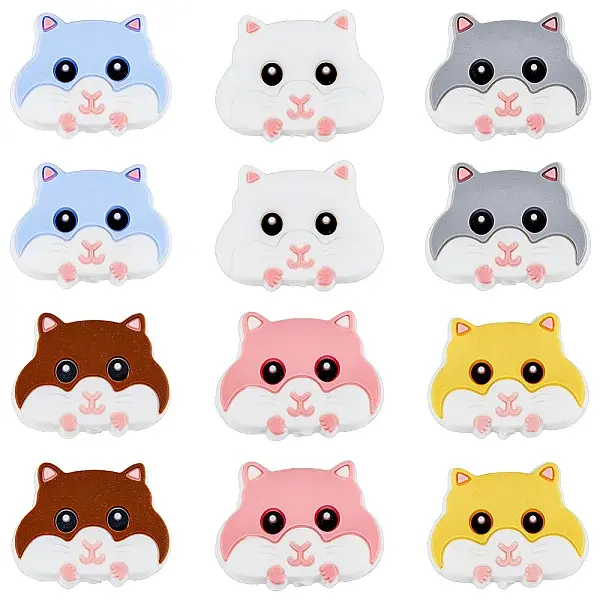 12Pcs 6 Colors Food Grade Eco-Friendly Silicone Focal Beads