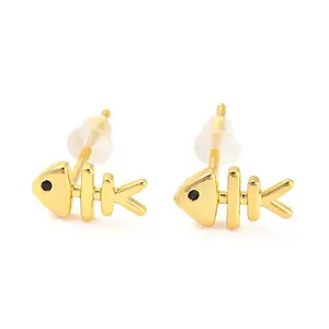 Rack Plating Brass with Cubic Zirconia Stud Earrings
