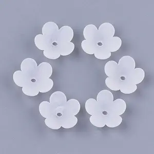 5-Petal Transparent Acrylic Bead Caps