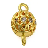 Brass Micro Pave Clear Cubic Zirconia Connector Charms