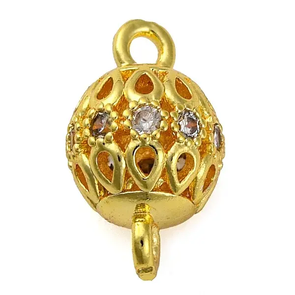 Brass Micro Pave Clear Cubic Zirconia Connector Charms