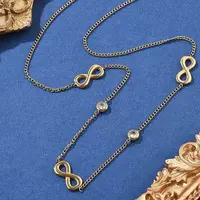 304 Stainless Steel Clear Cubic Zirconia Infinity Link Chain Necklaces for Women
