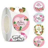 Round Dot Mother's Day Paper Self Adhesive Festive Stickers Rolls