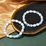 Dyed Natural Selenite Column Beaded Stretch Bracelets for Women