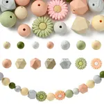 48Pcs 14 Styles Food Grade Eco-Friendly Silicone Focal Beads