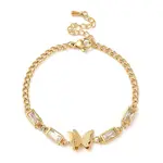 Cubic Zirconia Rectangle & Butterfly Link Bracelet