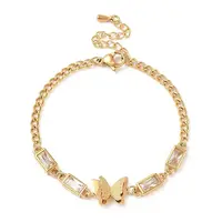 Cubic Zirconia Rectangle & Butterfly Link Bracelet