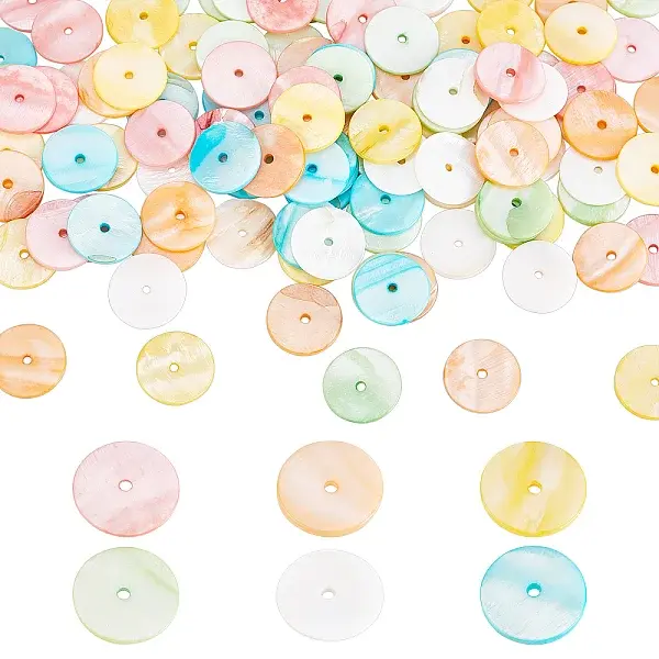 120Pcs 6 Colors Dyed Natural Shell Beads