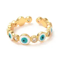 Evil Eye Golden Enamel Cuff Rings for Women