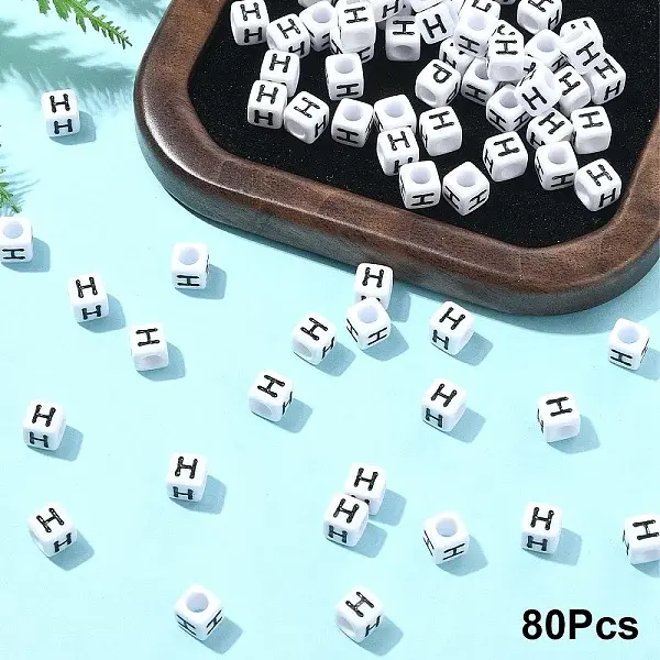 Acrylic Horizontal Hole Letter Beads