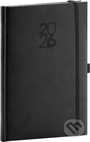 NOTIQUE Týždenný diár Aprint Top 2026 (čierný) (stĺpcový, elastické zatváranie)