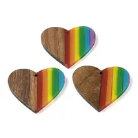 Pride Rainbow Theme Resin & Walnut Wood Pendants