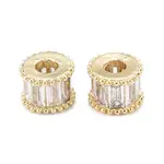 Brass Micro Pave Clear Cubic Zirconia Beads
