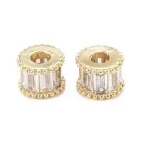 Brass Micro Pave Clear Cubic Zirconia Beads
