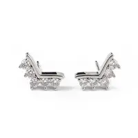 Clear Cubic Zirconia Crown Stud Earrings
