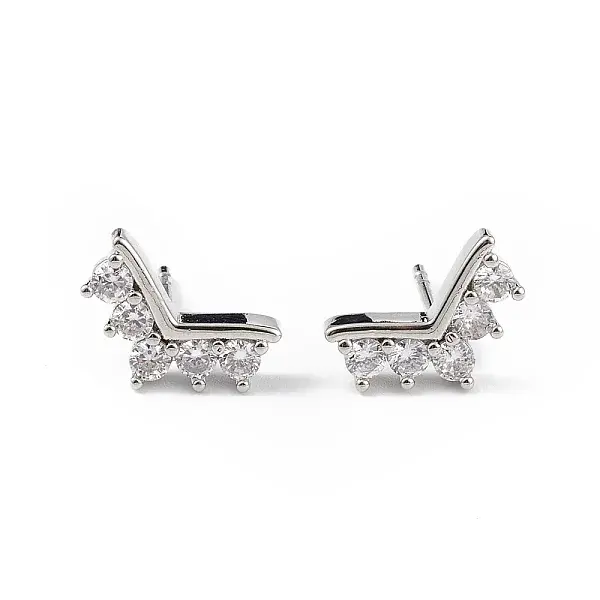 Clear Cubic Zirconia Crown Stud Earrings