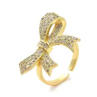 Brass Micro Pave Cubic Zirconia Cuff Rings
