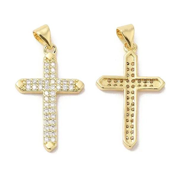 Brass Micro Pave Clear Cubic Zirconia Pendants