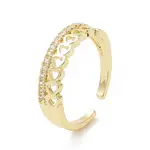 Clear Cubic Zirconia Hollow Out Heart Open Cuff Ring