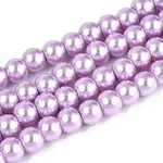 Baking Paint Pearlized Glass Pearl Round Bead Strands