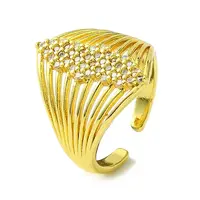 Brass Micro Pave Cubic Zirconia Open Cuff Rings
