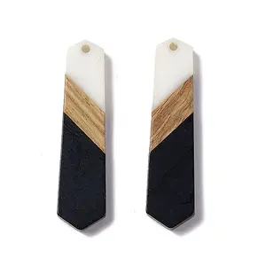 Opaque Resin & Walnut Wood Pendants