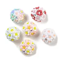 Luminous Polymer Clay Rhinestone Flower Beads