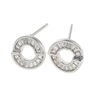 Rack Plating Ring Brass Stud Earrings