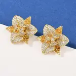 Brass Micro Pave Clear Cubic Zirconia Stud Earrings