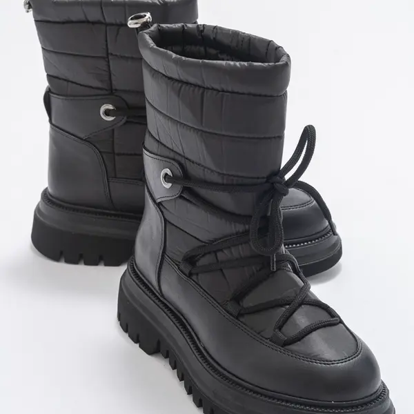 LuviShoes Weld Black Skin Women's Snow Boots