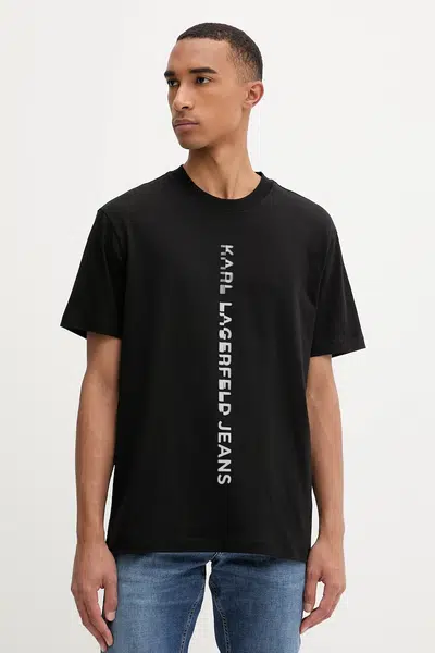 Bavlnené tričko Karl Lagerfeld Jeans pánske, čierna farba, s potlačou, A4M17021