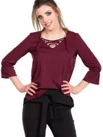 Blouse with lace-up neckline purple