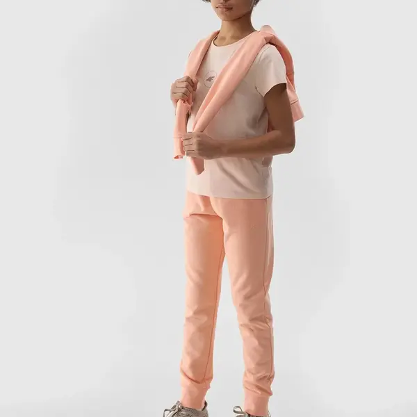 Girls' jogger sweatpants 4F - coral