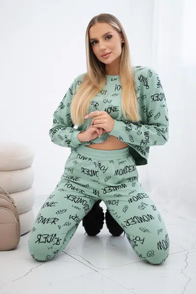 Dark mint lettering set